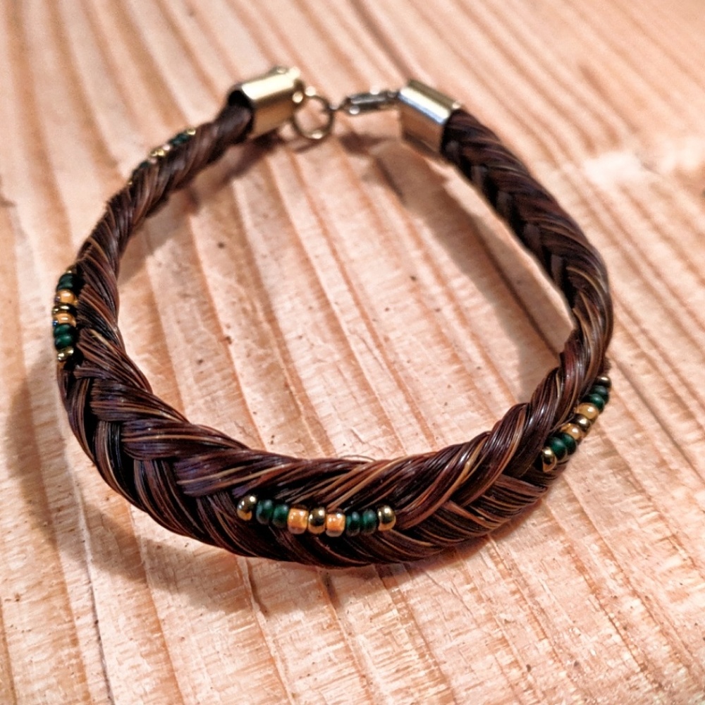 Braided Horsebair Beaded Single Wrap Bracelet